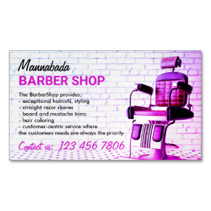 Tarjeta De Visita Magnética Barbería Retro Simple Morado
