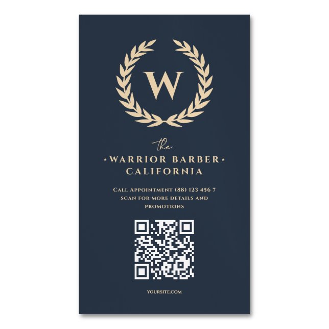 Tarjeta De Visita Magnética Barbershop moderno Monograma Hairstylist (Frente vertical)