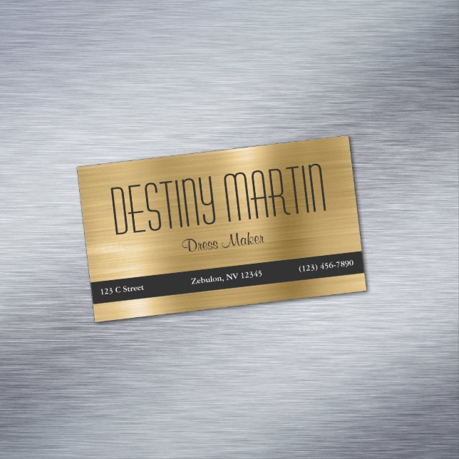 Tarjeta De Visita Magnética Barra de contacto negra de Relieve metalizado dora (In Situ)