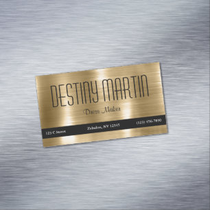 Tarjeta De Visita Magnética Barra de contacto negra dorada metálica falsa bril