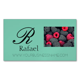 Tarjeta De Visita Magnética Bayas Frutas Elegante Nombre Monograma Negocios