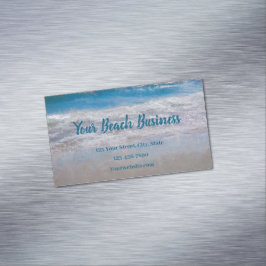 Tarjeta De Visita Magnética Beach Blue Coastal Ocean Waves Arte Tropical