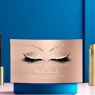 Tarjeta De Visita Magnética Beauty Salon Gold Purpurina Nombre de maquillaje