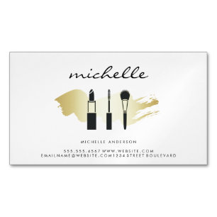 Tarjeta De Visita Magnética Belleza Moda maquillaje Oro Cepillado