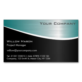 Tarjeta De Visita Magnética Black Aqua Stainless Steel Magnetic Business Card