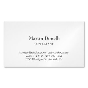 Tarjeta De Visita Magnética Blanco Clásico Simple Único