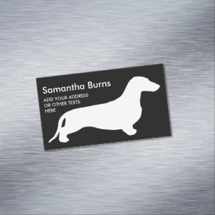 Tarjeta De Visita Magnética Blanco de la silueta del Dachshund + sus ideas