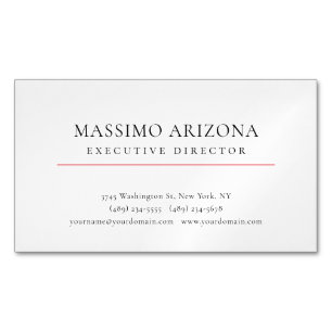 Tarjeta De Visita Magnética Blanco Negro Minimalista Simple Plano