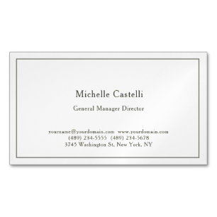 Tarjeta De Visita Magnética Blanco Negro Profesional Único Clásico Simple