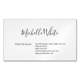 Tarjeta De Visita Magnética Blanco Profesional Moderno Elegante Sencillo