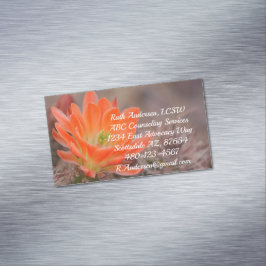 Tarjeta De Visita Magnética Bloom en flor de cactus naranjas