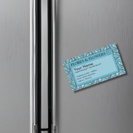 Tarjeta De Visita Magnética Blue Leaves Bilingual