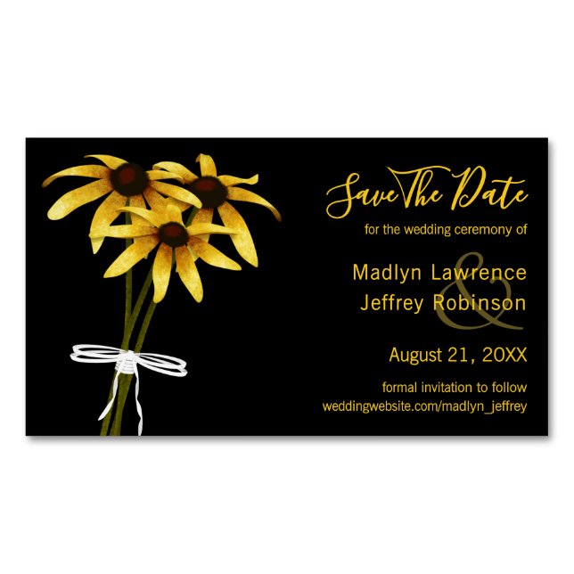 Tarjeta De Visita Magnética Boda de flores silvestres Black Eyed Susans (Anverso)
