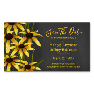 Tarjeta De Visita Magnética Boda de flores silvestres Black Eyed Susans