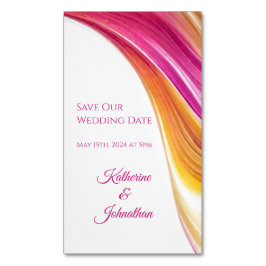 Tarjeta De Visita Magnética Boda Guardar nuestra fecha - Naranja rosa moderno