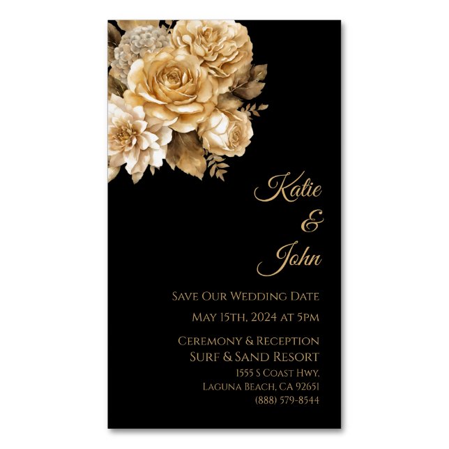 Tarjeta De Visita Magnética Boda Neutral de Flores Ahorra Nuestra Fecha- (Frente vertical)