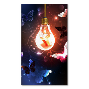 Tarjeta De Visita Magnética Bombilla brillante con mariposas nocturnas
