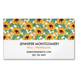 Tarjeta De Visita Magnética Bonito Sunflower Patrón amarillo y verde