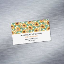 Tarjeta De Visita Magnética Bonito Sunflower Patrón amarillo y verde
