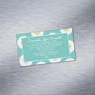 Tarjeta De Visita Magnética Bonito verde azulada Little Daisy