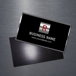 Tarjeta De Visita Magnética Borde metálico profesional monograma