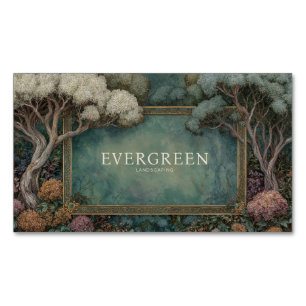 Tarjeta De Visita Magnética Bosque Mágico Marco Dorado Ornamentado Fantasía Tu