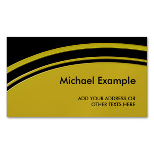 Tarjeta De Visita Magnética BOTÓN OVAL - líneas oro + tu texto e ideas