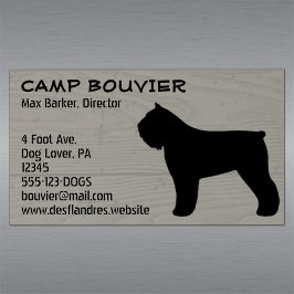 Tarjeta De Visita Magnética Bouvier des Flandres Silhouette Wood Grain Style