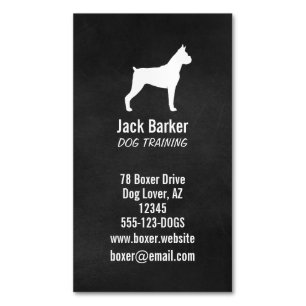 Tarjeta De Visita Magnética Boxer Dog Silhouette Chalkboard Style Vertical