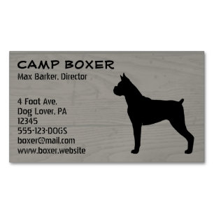 Tarjeta De Visita Magnética Boxer Dog Silhouette Faux Wood Style