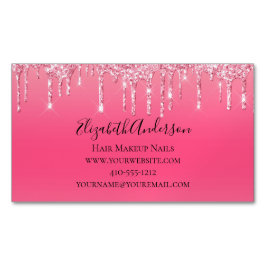 Tarjeta De Visita Magnética Brillante Rosa Chic Moderno Femenino Tendencia