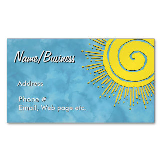 Tarjeta De Visita Magnética Brillante Sol Amarillo En Cielo Azul Personalizado