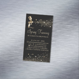 Tarjeta De Visita Magnética Bronceado en Spray Logo Black Gold Sparkle Painter