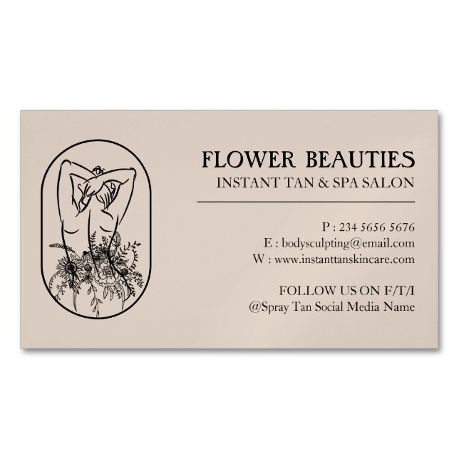 Tarjeta De Visita Magnética Bronze Tan Beauty Mujeres Femeninas Cuerpo (Anverso)