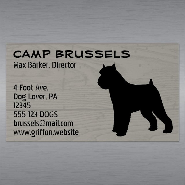 Tarjeta De Visita Magnética Bruselas Griffon Dog Silhouette Wood Grain Style (Subido por el creador)