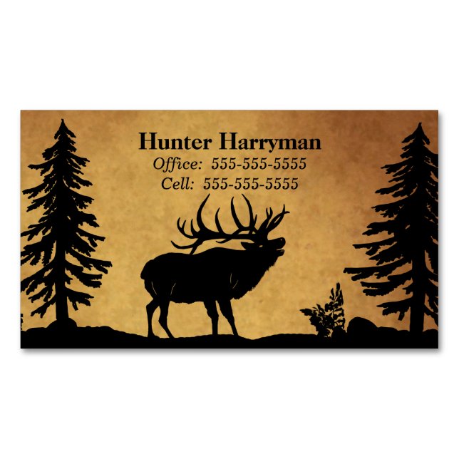 Tarjeta De Visita Magnética Bull Elk Hunter Outfitters Profesional (Anverso)