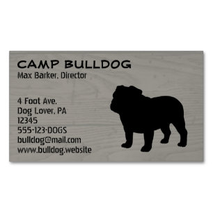 Tarjeta De Visita Magnética Bulldog inglés Silhouette Faux Wood Grain