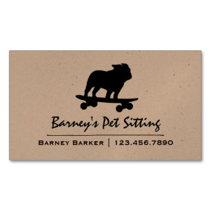 Tarjeta De Visita Magnética Bulldog Skateboarding Silhouette Guay Skater Dog