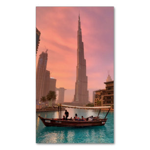 Tarjeta De Visita Magnética Burj Khalifa Bote Lake Cityscape