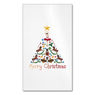 Tarjeta De Visita Magnética Caballo de rock de navidad