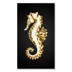 Tarjeta De Visita Magnética Caballo marino polígono de oro