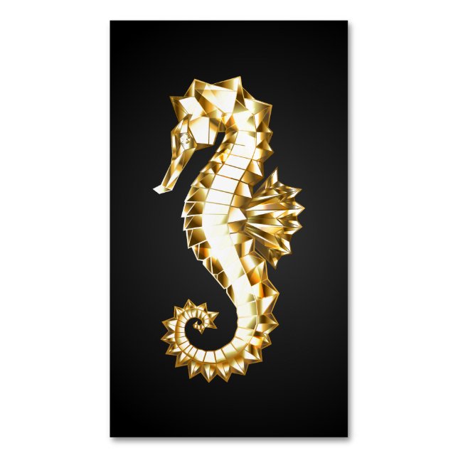 Tarjeta De Visita Magnética Caballo marino polígono de oro (Frente vertical)