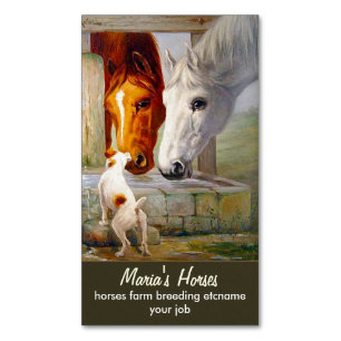 Tarjeta De Visita Magnética caballos y perros - rancho