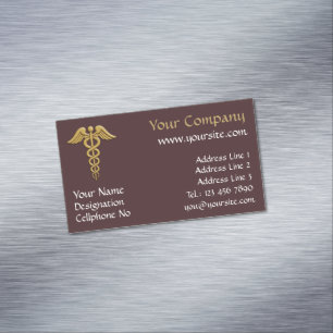 Tarjeta De Visita Magnética Caduceus dorado