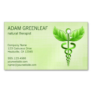 Tarjeta De Visita Magnética Caduceus Natural Therapist Business Card Magnet