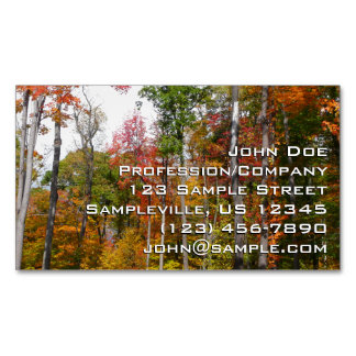 Tarjeta De Visita Magnética Caída en la colorida fotografía de otoño en el bos