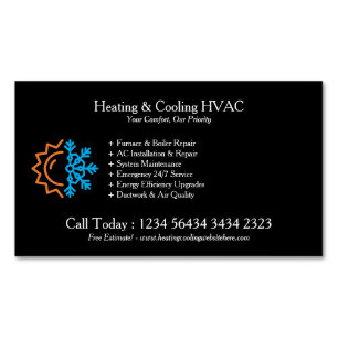 Tarjeta De Visita Magnética Calentamiento y Enfriamiento Blanco Moderno Negro
