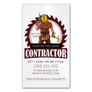 Tarjeta De Visita Magnética Carpintería de construcción de contratista profesi