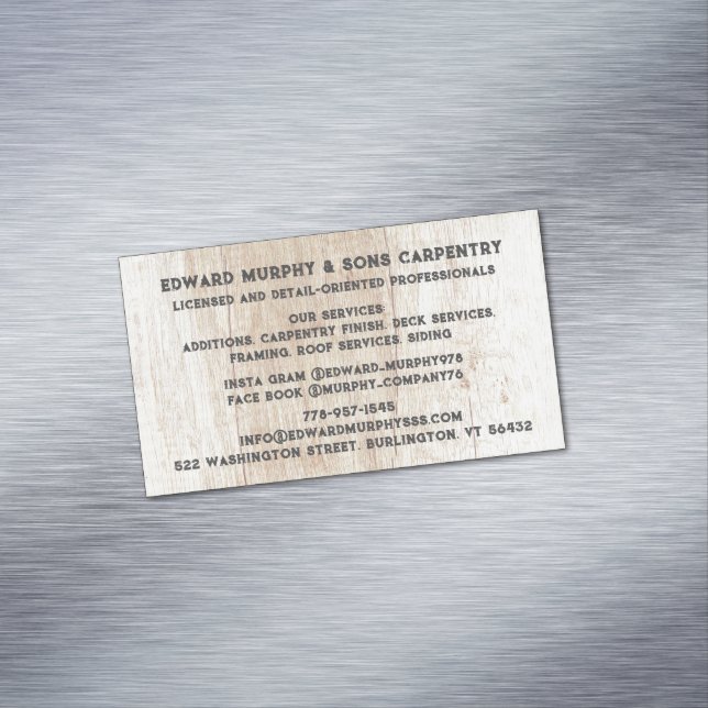 Tarjeta De Visita Magnética Carpintería de construcciones (In Situ)