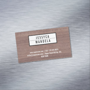 Tarjeta De Visita Magnética Carpintero con madera de avellano